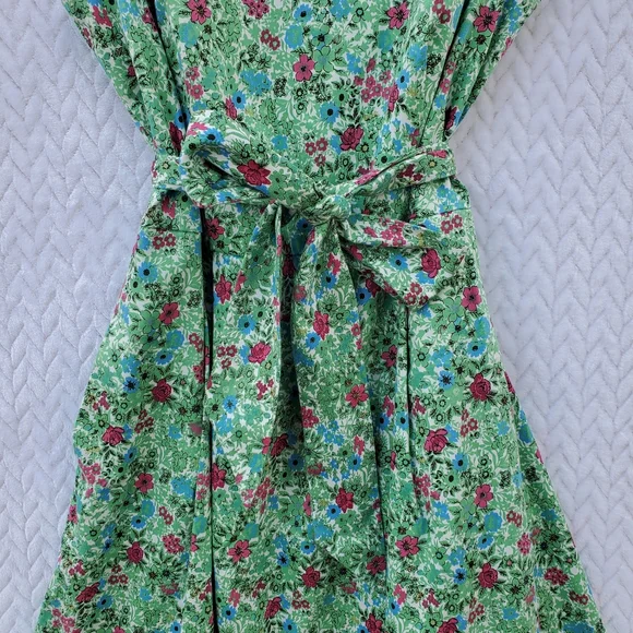 ANNE KLEIN Green Floral A-Line Fit & Flare Dress Size 10 - Picture 3 of 16